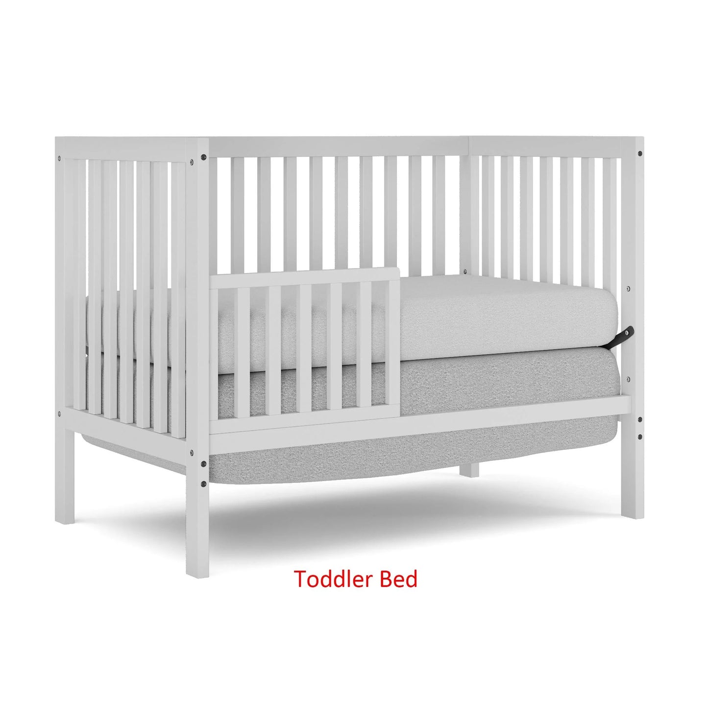 5 in 1 Convertible Baby Crib, Wood Convertible Crib Toddler Bed with Wood Legs, Converts from Baby Crib to Toddler Bed, Fits Standard Full-Size Crib Mattress, Easy to Assemble, White