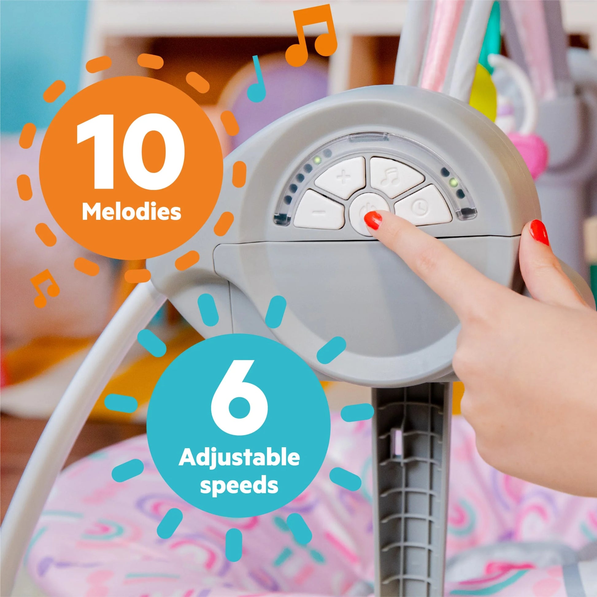 Pink Paradise Portable Compact Baby Swing with Toys, Unisex, Newborn +