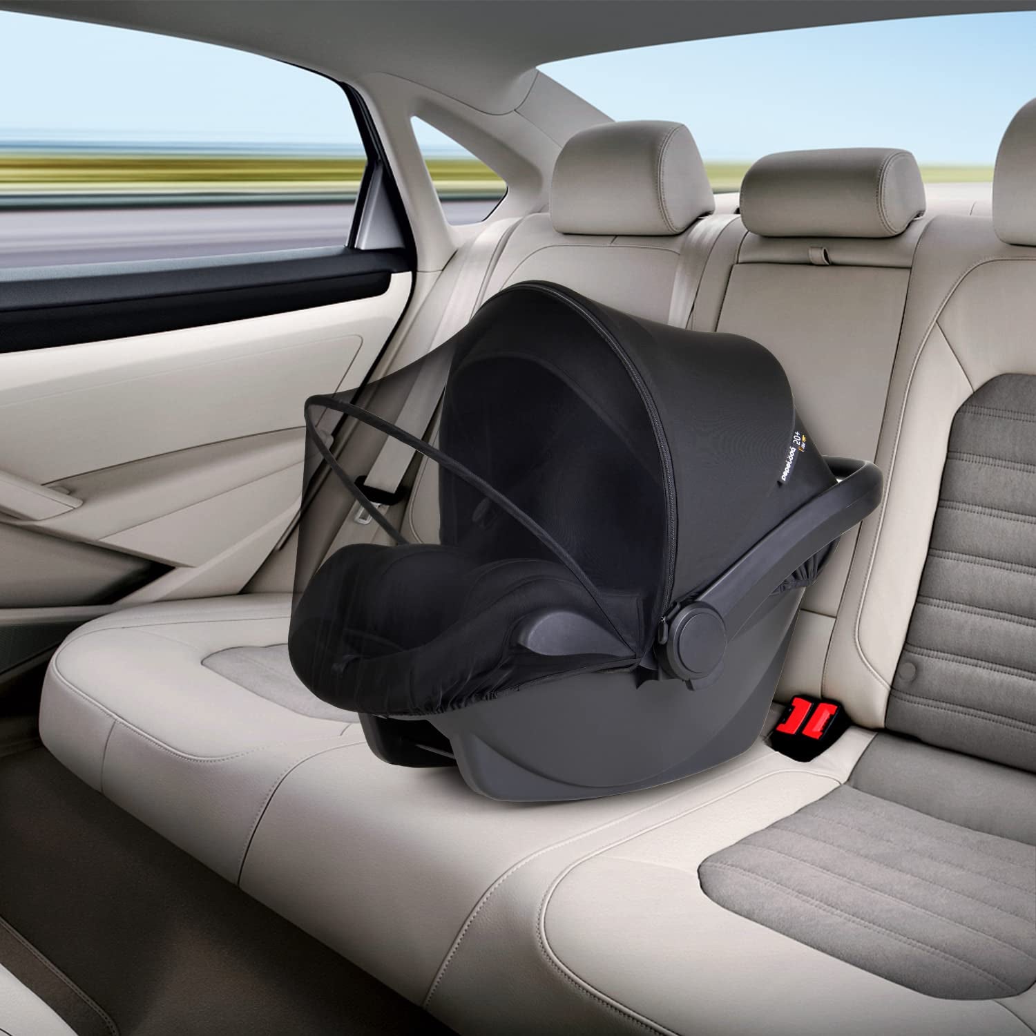 2-In-1 Car Seat Canopy - Universal Baby Car Seat Cover with Sunshade & Mesh Prot