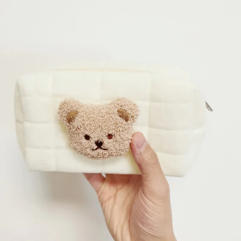 Portable Cute Bear Baby Toiletry Bag Make up Cosmetic Bags Diaper Pouch Baby Items Organizer Reusable Cotton Cluth Bag for Mommy