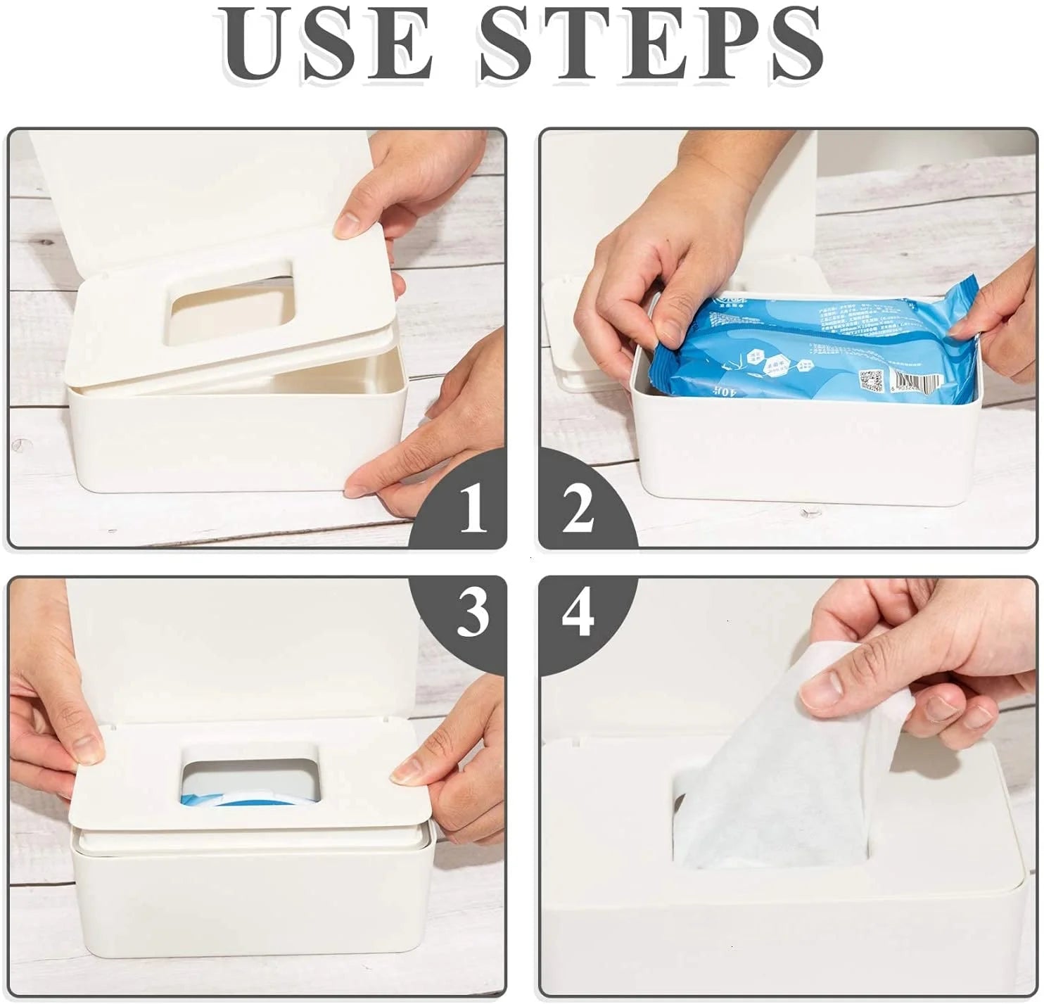 Wipes Dispenser, Baby Wipe Container, Refillable Wipe Holder for Easy Open & Close Wipe Case with Lid, White, 1 Pack