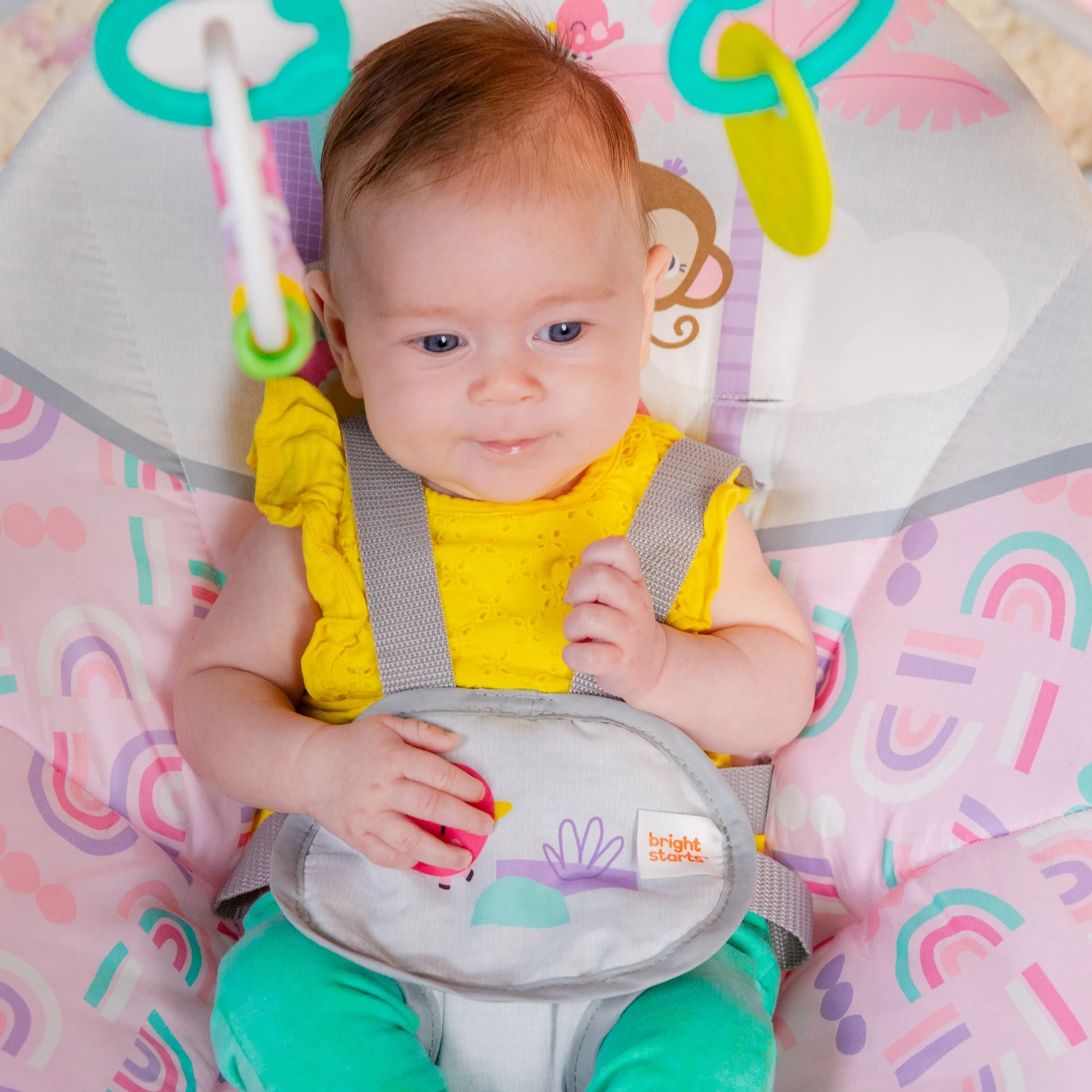 Pink Paradise Portable Compact Baby Swing with Toys, Unisex, Newborn +