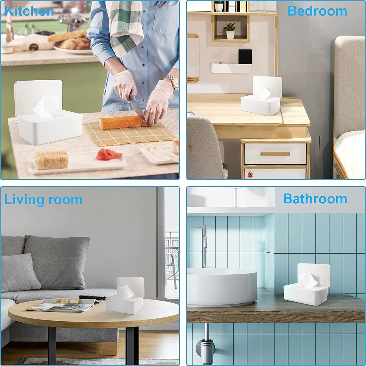 Wipes Dispenser, Baby Wipe Container, Refillable Wipe Holder for Easy Open & Close Wipe Case with Lid, White, 1 Pack