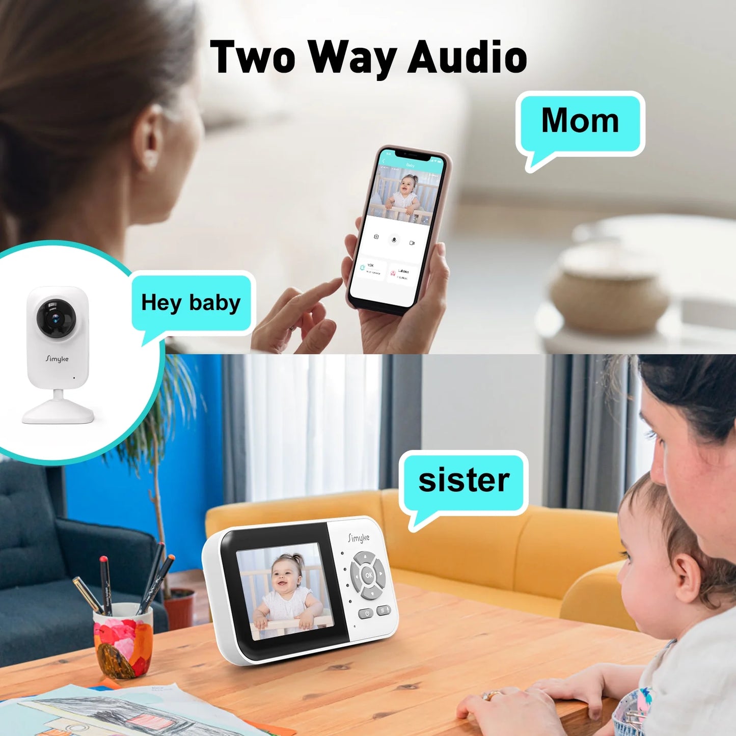 Dual Camera Video Baby Monitor, 2.8" LCD, Wireless, Night Vision, 2-Way Audio, App Access, 1200Ft Range, Feeding Timer, Temperature Sensor, Portable for Home Use