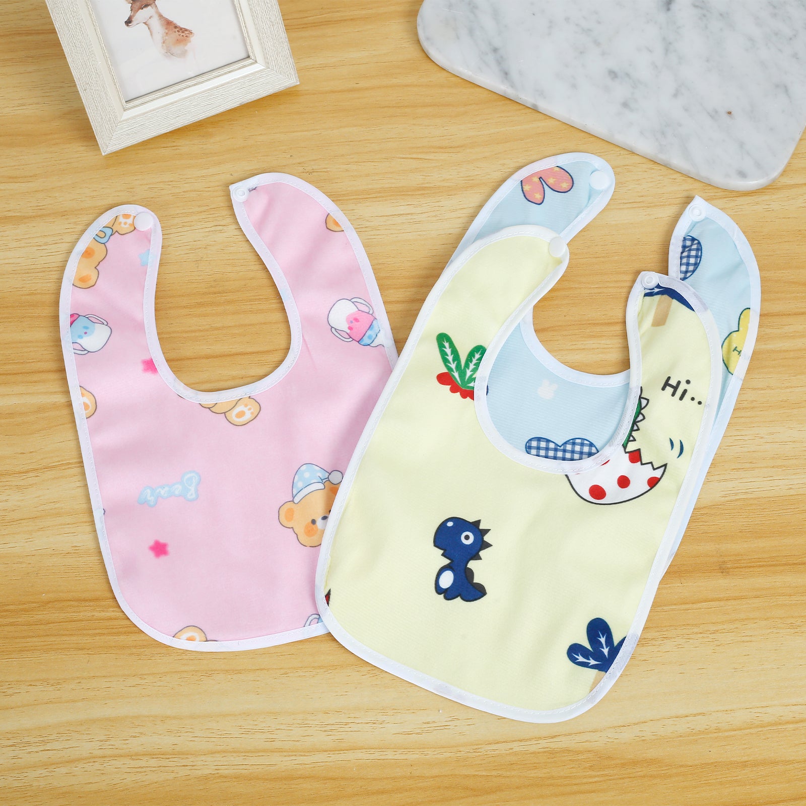 10Pcs Baby Bibs Waterproof Breathable Snap Bibs for Eating Drooling and Teething,Unisex