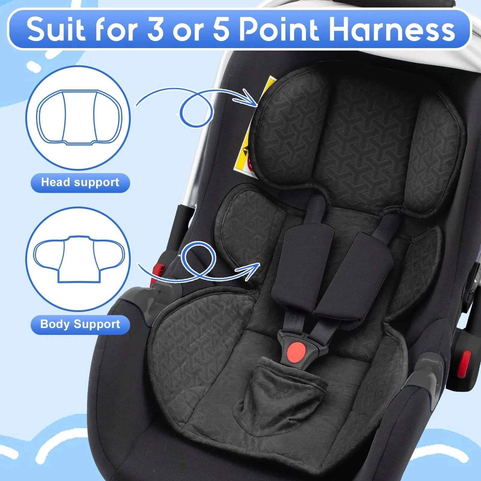 Infant Insert for Doona, Thickened Baby Car Seat Head & Body Support, Universal