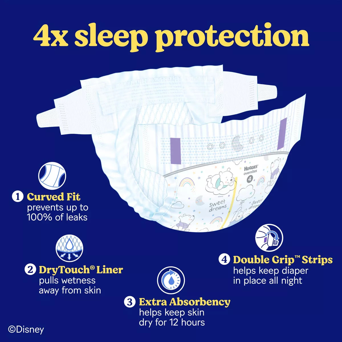 Huggies Overnites Nighttime Baby Diapers – (Select Size and Count)