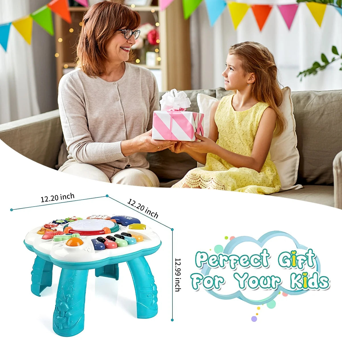 Infant Musical Learning Table Interactive Educational Toy with Lights and Music for 6-18 Months