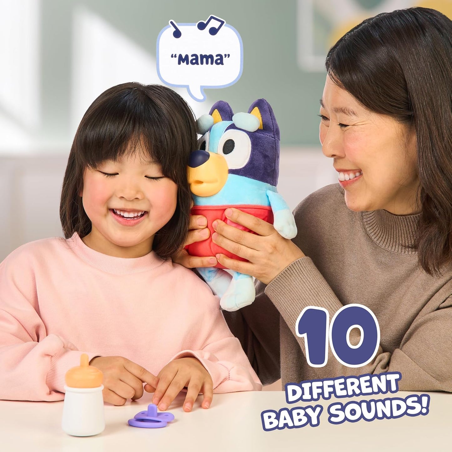 Bluey Cuddle & Care Baby Bluey Interactive 11-Inch Plush with 10 Different Sound
