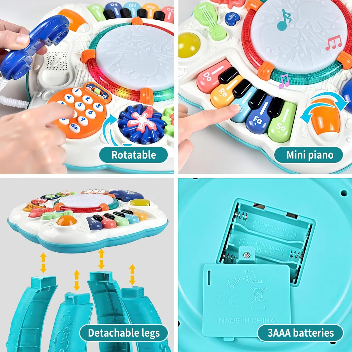 Infant Musical Learning Table Interactive Educational Toy with Lights and Music for 6-18 Months