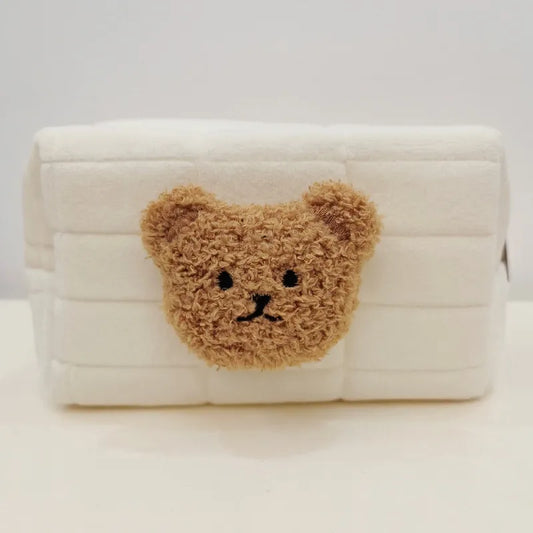 Portable Cute Bear Baby Toiletry Bag Make up Cosmetic Bags Diaper Pouch Baby Items Organizer Reusable Cotton Cluth Bag for Mommy