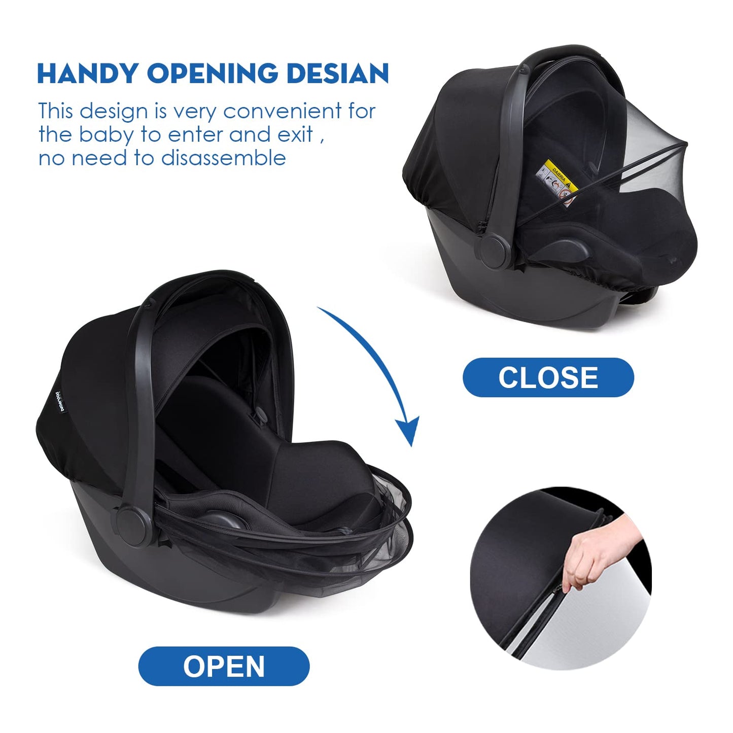 2-In-1 Car Seat Canopy - Universal Baby Car Seat Cover with Sunshade & Mesh Prot