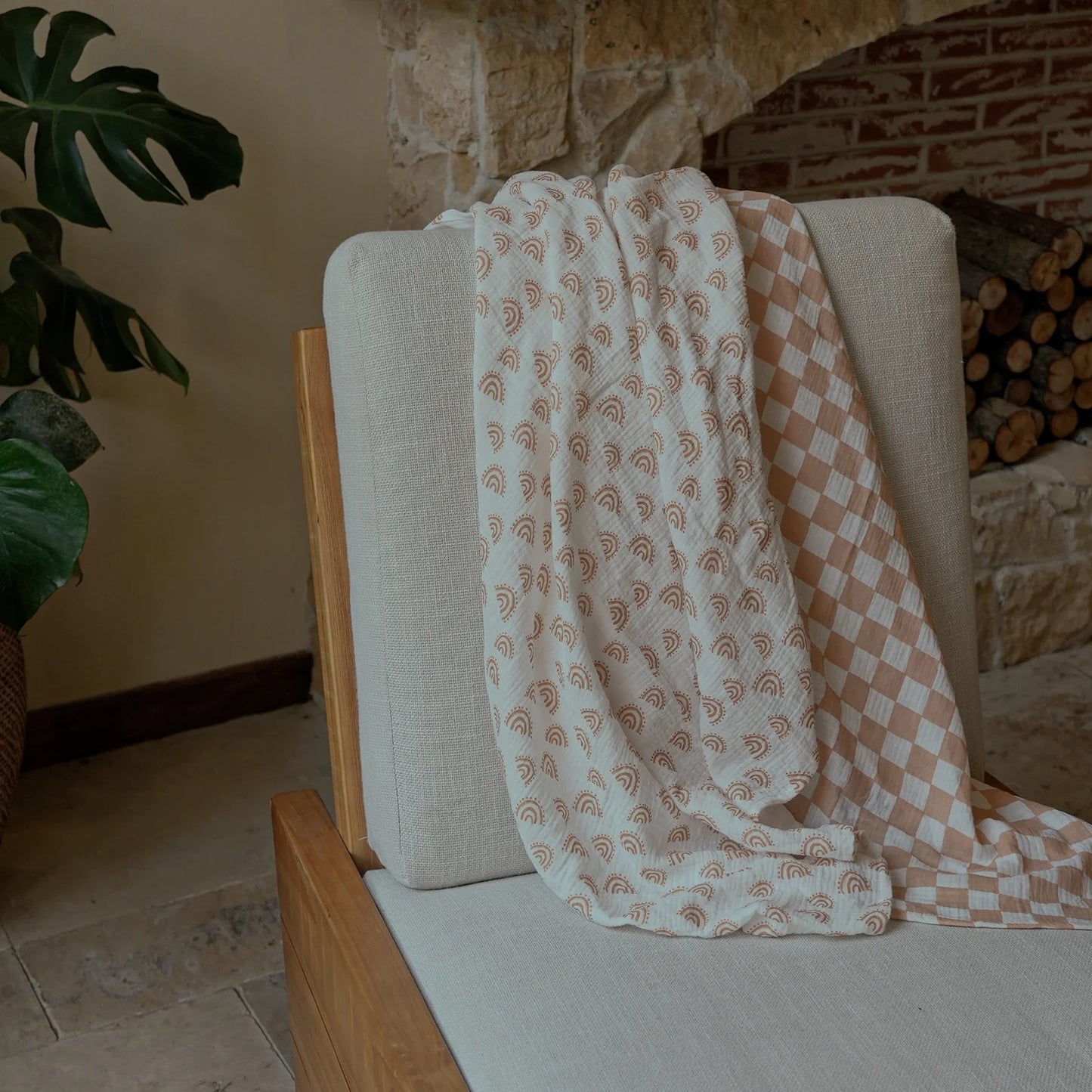 3-Pack Muslin Organic Cotton Swaddle Blankets for Newborn Infant Boys Girls 38"X40", Glorious Rainbow