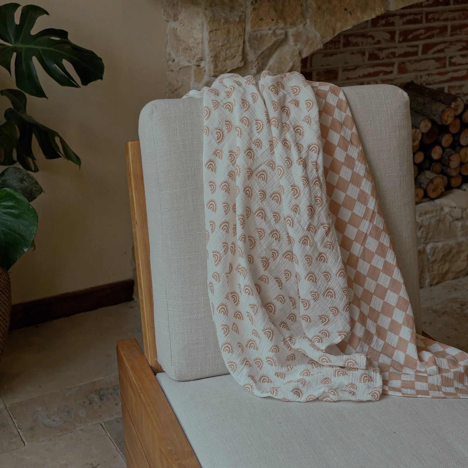 3-Pack Muslin Organic Cotton Swaddle Blankets for Newborn Infant Boys Girls 38"X40", Glorious Rainbow