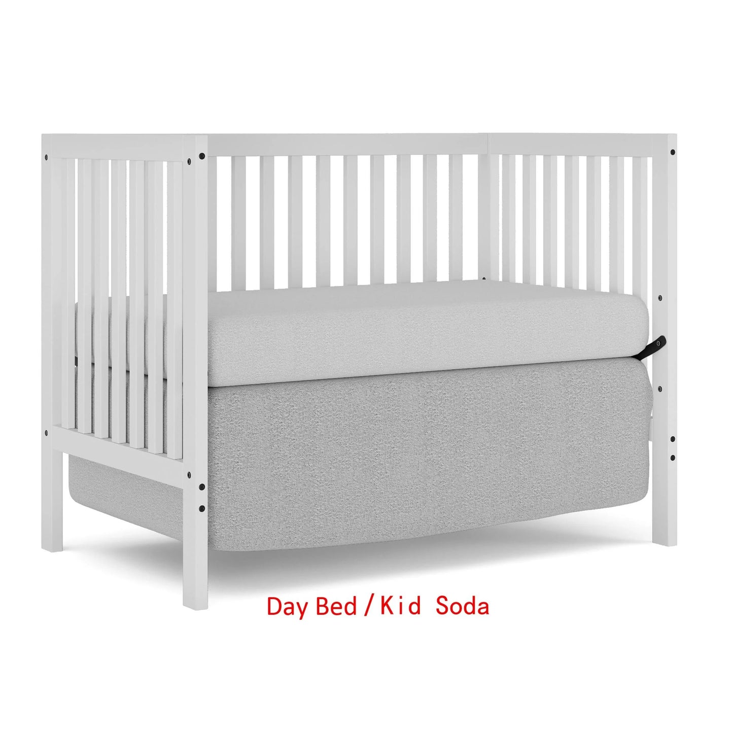5 in 1 Convertible Baby Crib, Wood Convertible Crib Toddler Bed with Wood Legs, Converts from Baby Crib to Toddler Bed, Fits Standard Full-Size Crib Mattress, Easy to Assemble, White