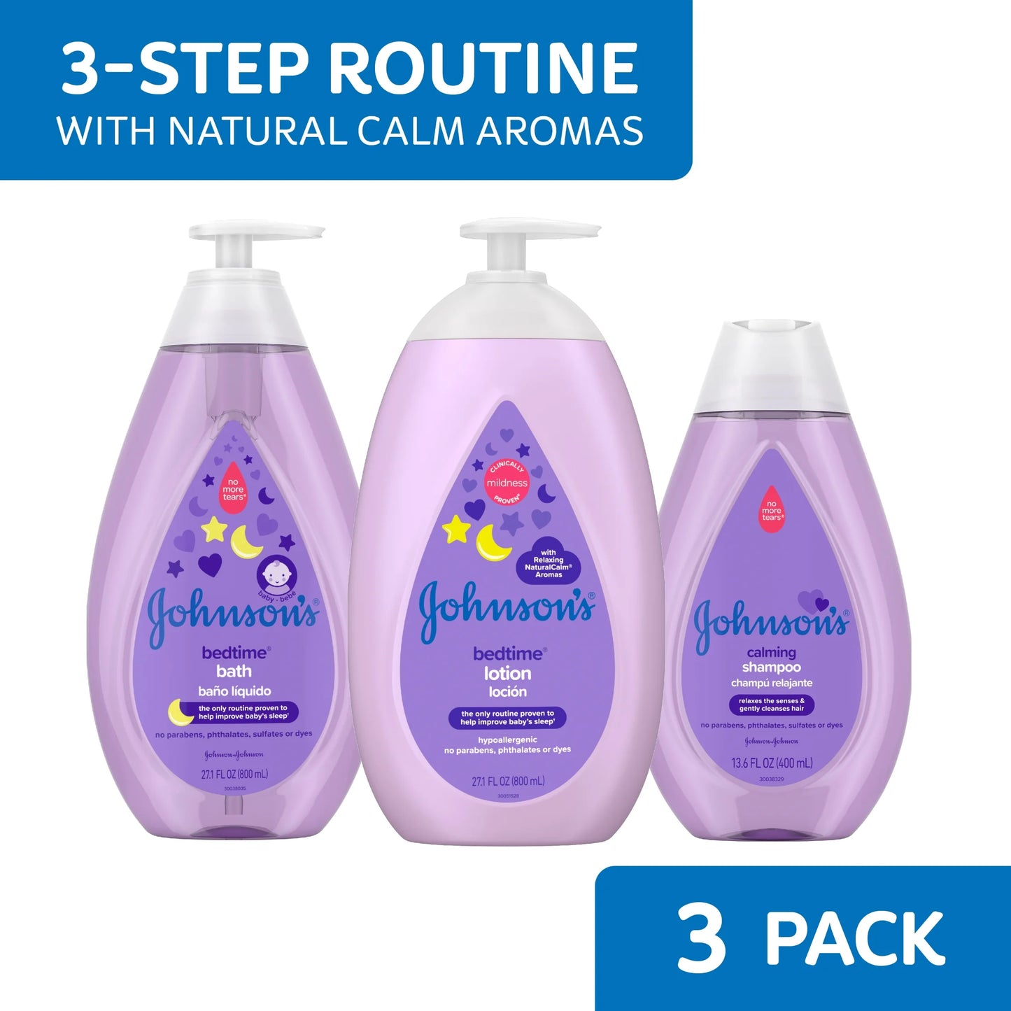 Johnson’S Baby Bedtime Routine Set: Bath, Shampoo, & Baby Lotion, 3 Items