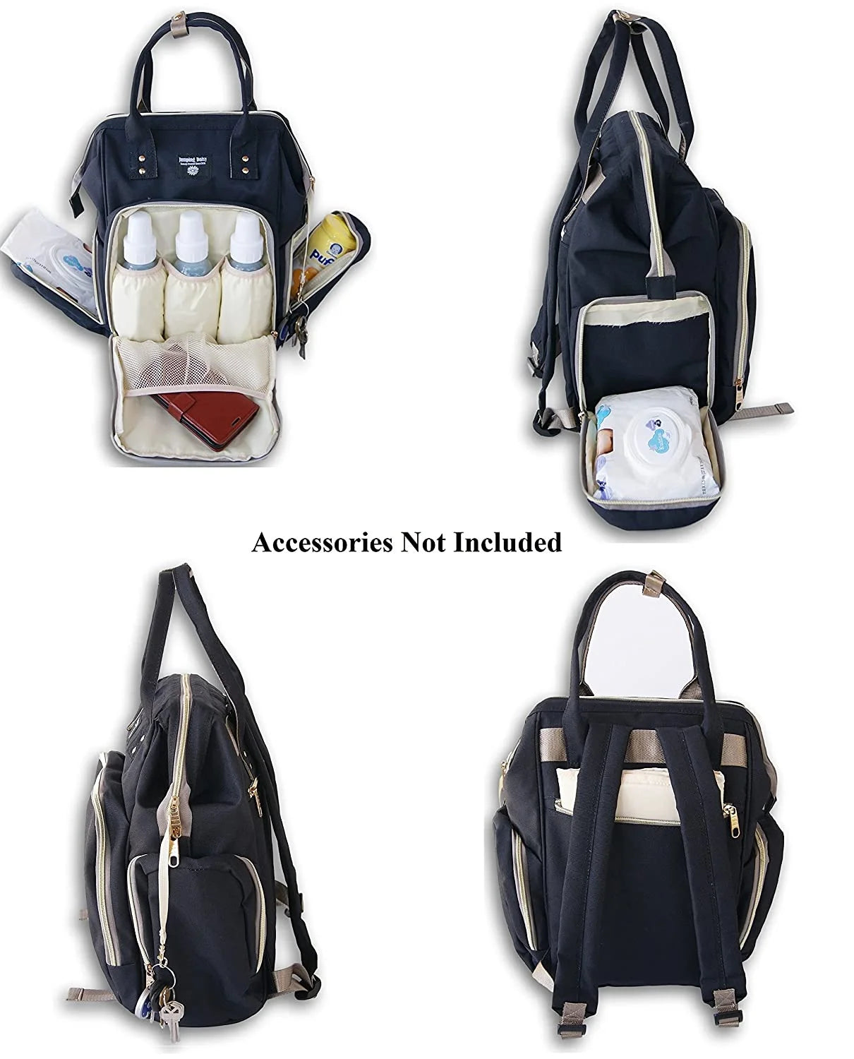 Large Backpack Baby Changing Diaper Bag (Black)