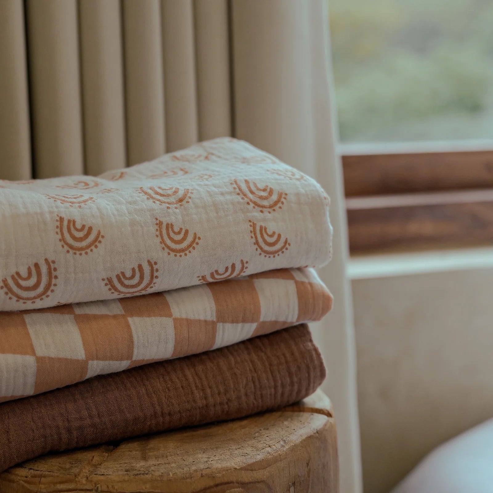 3-Pack Muslin Organic Cotton Swaddle Blankets for Newborn Infant Boys Girls 38"X40", Glorious Rainbow