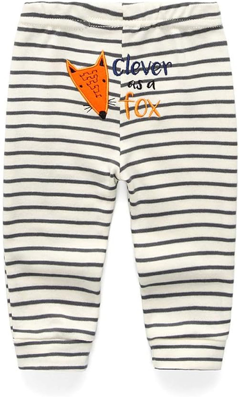 Unisex Newborn Baby Cotton 4-Pack Pants Embroidery Pringting Casual Leggings 0-24 Months for Boys and Girls