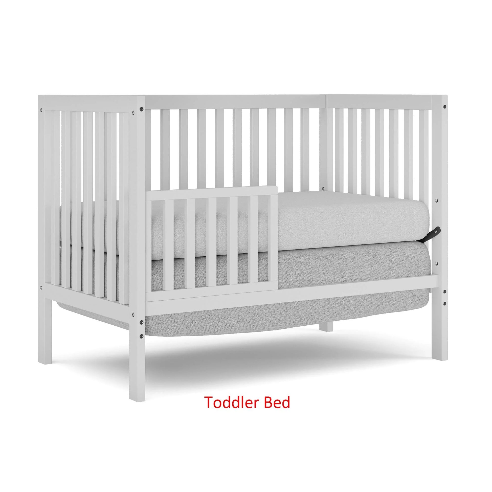 5 in 1 Convertible Baby Crib, Wood Convertible Crib Toddler Bed with Wood Legs, Converts from Baby Crib to Toddler Bed, Fits Standard Full-Size Crib Mattress, Easy to Assemble, White