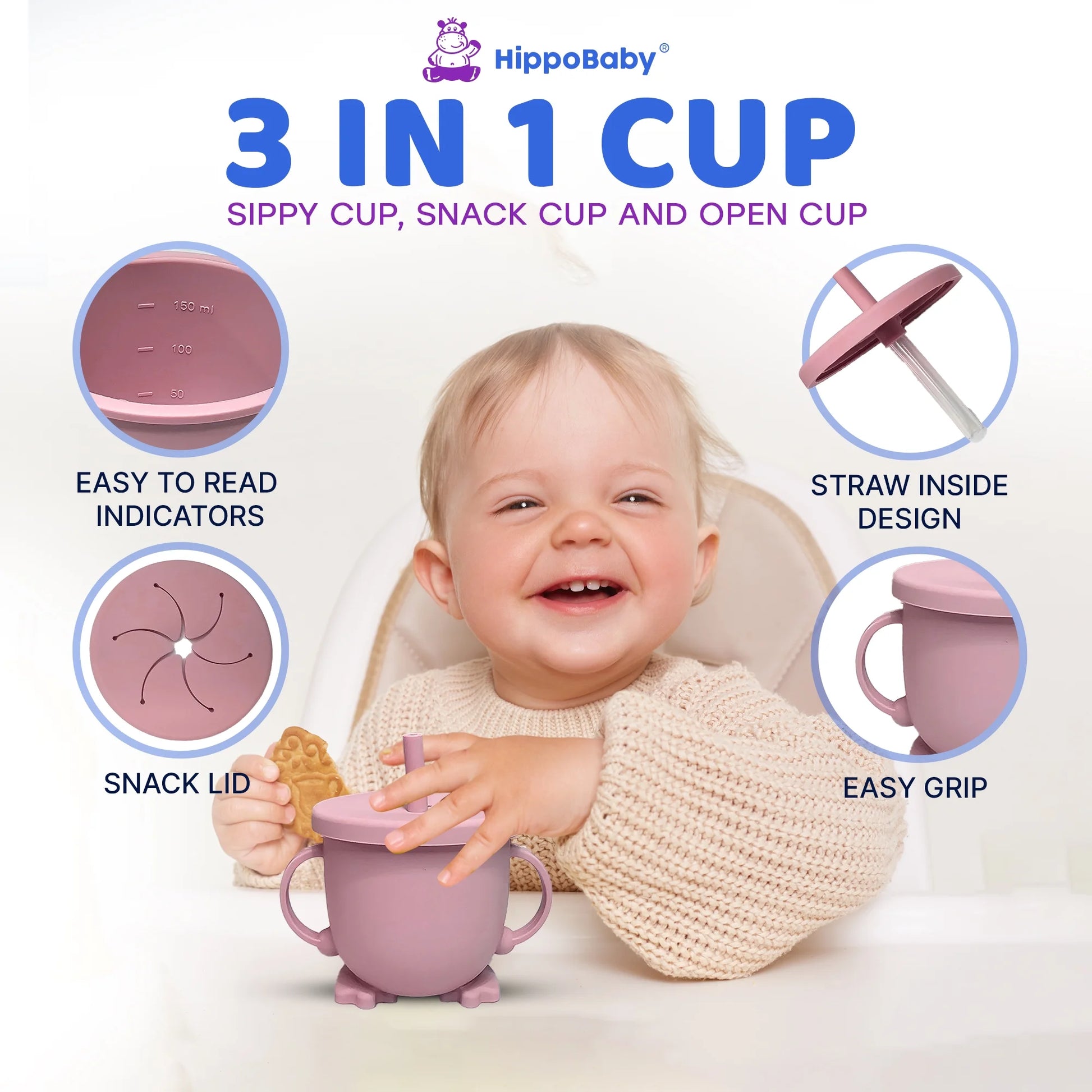 Baby Led Weaning Supplies | 10 Piece Silicone Feeding Set | Baby Toddler Bib Cup Divided Plate and Bowl Self Feeding Spoons Dish Set | Toddler Feeding Supplies (Rose Quartz)