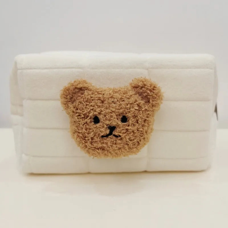 Portable Cute Bear Baby Toiletry Bag Make up Cosmetic Bags Diaper Pouch Baby Items Organizer Reusable Cotton Cluth Bag for Mommy