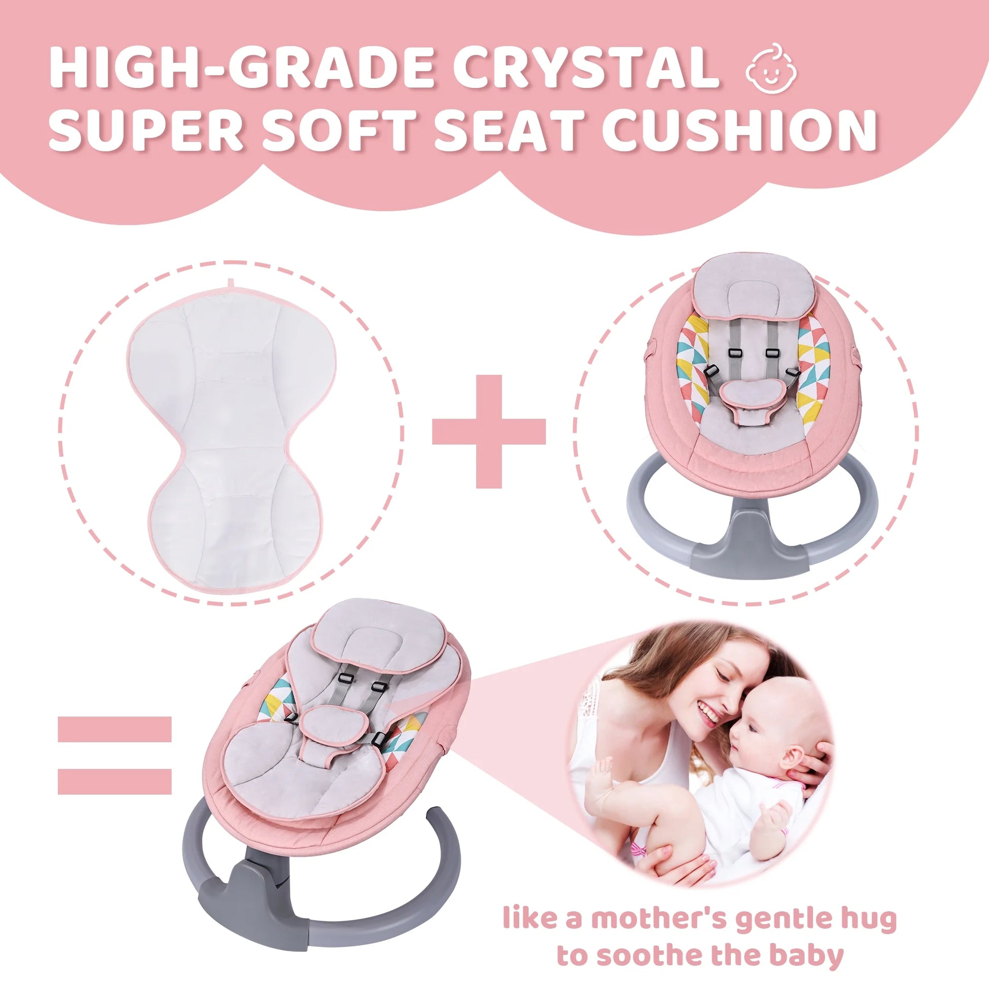 Baby Swing, Baby Swing for Infants,Portable Electric Baby Rocker with 5 Sway Speed,10 Preset Songs,Remote Control,Bluetooth Music,Pink