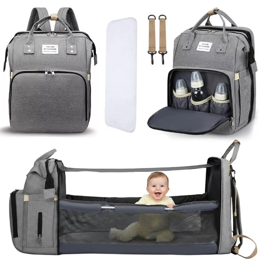 Diaper Bag Backpack, Waterproof Large Travel Essentials Baby Bag for Mom with Changing Pad & USB Charging Port, Baby Shower Gifts, Gray