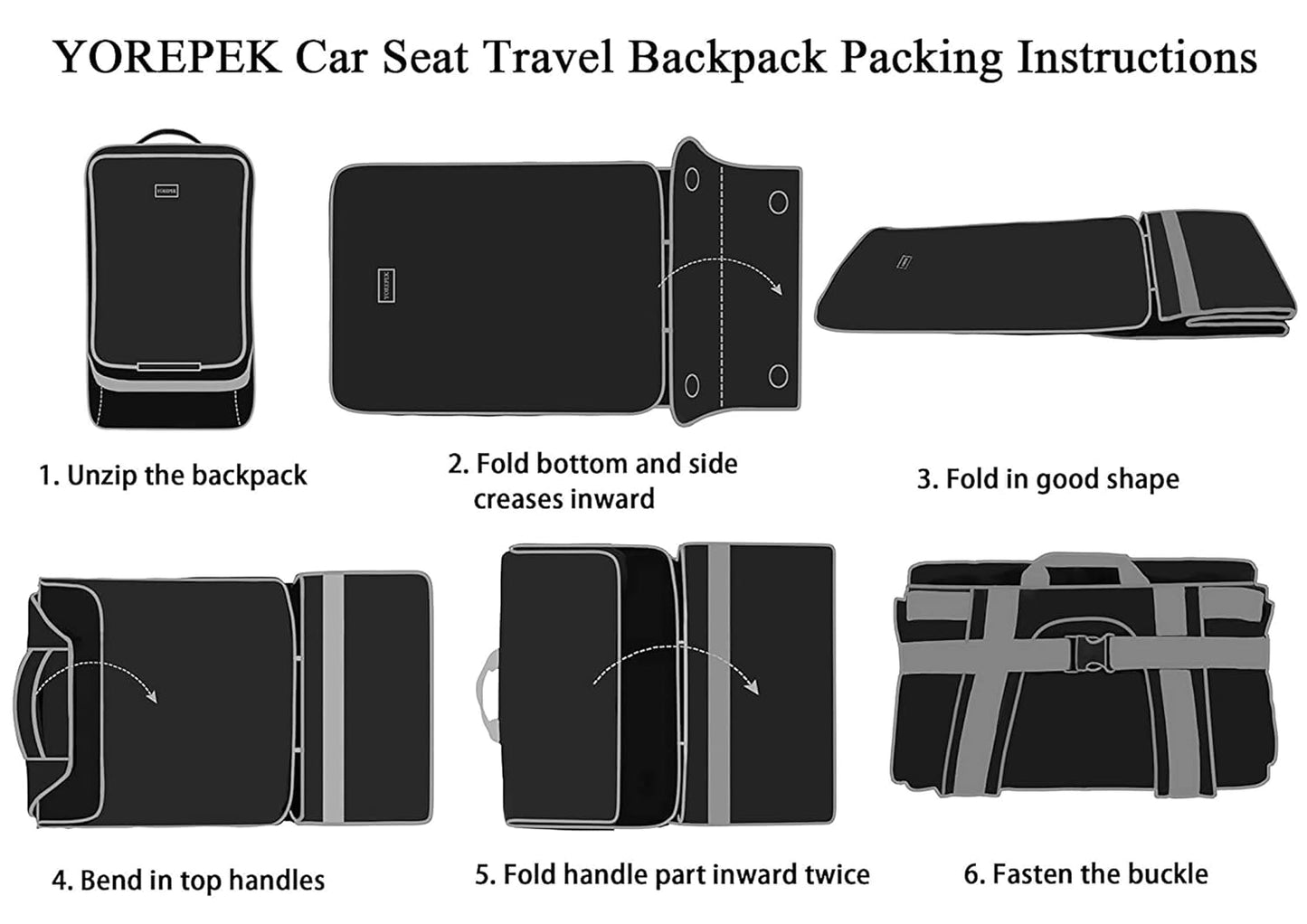 Padded Car Seat Travel Bag Backpack for Airplane, Heavy Duty Car Seat Bags for Air Travel, Carseat Cover for Airplane Travel with Shoulder Strap, Car Seats Carrier for Airport, Black