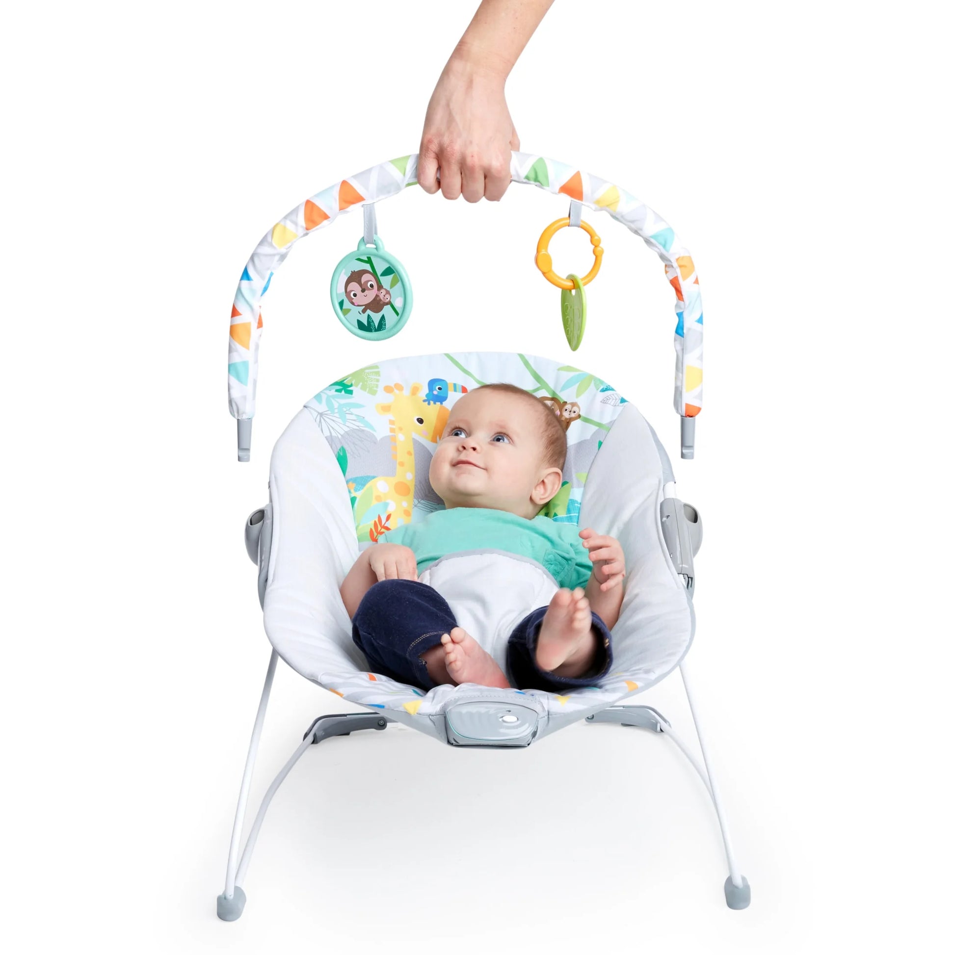 Vibrating Infant Baby Bouncer with Toy Bar, Safari Fun