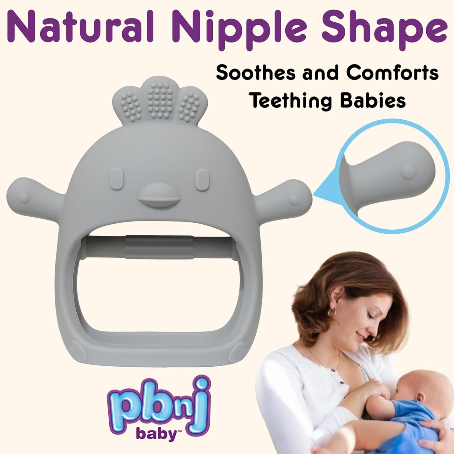 , Silicone Teether Glove, Baby Toys 0-6 Months, Mittens for Infants Use as Teething Pacifier, Teething Toys 3-6 Months, Teethers for Babies 6-12 Mon, 6 Mo Old Must Haves - 2 Pack Beige/Green