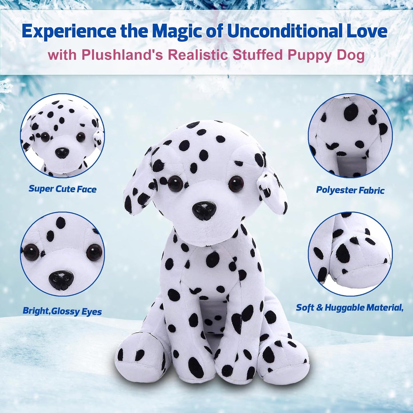 Realistic Stuffed Animal Toys Puppy Dog 10 Inches, Holiday Plush Figures for Kids, Babies to Play with (Dalmatian-10'')
