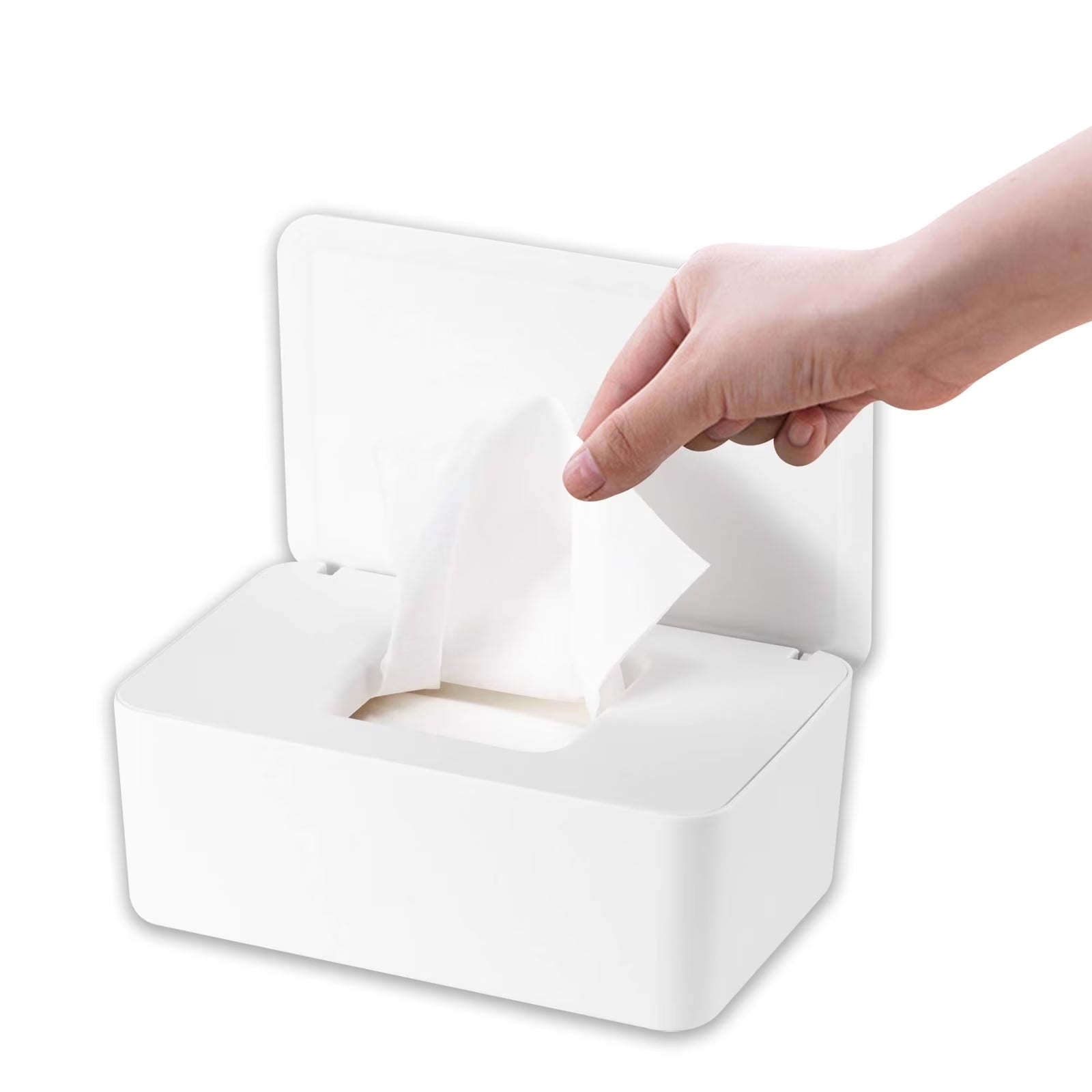 Wipes Dispenser, Baby Wipe Container, Refillable Wipe Holder for Easy Open & Close Wipe Case with Lid, White, 1 Pack