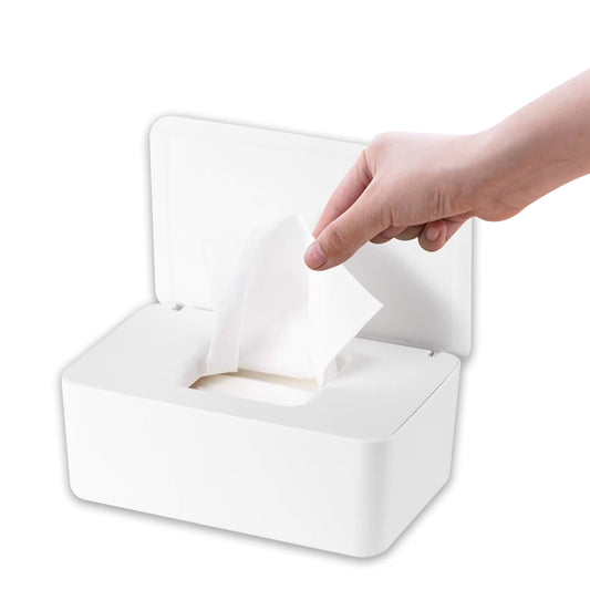 Wipes Dispenser, Baby Wipe Container, Refillable Wipe Holder for Easy Open & Close Wipe Case with Lid, White, 1 Pack