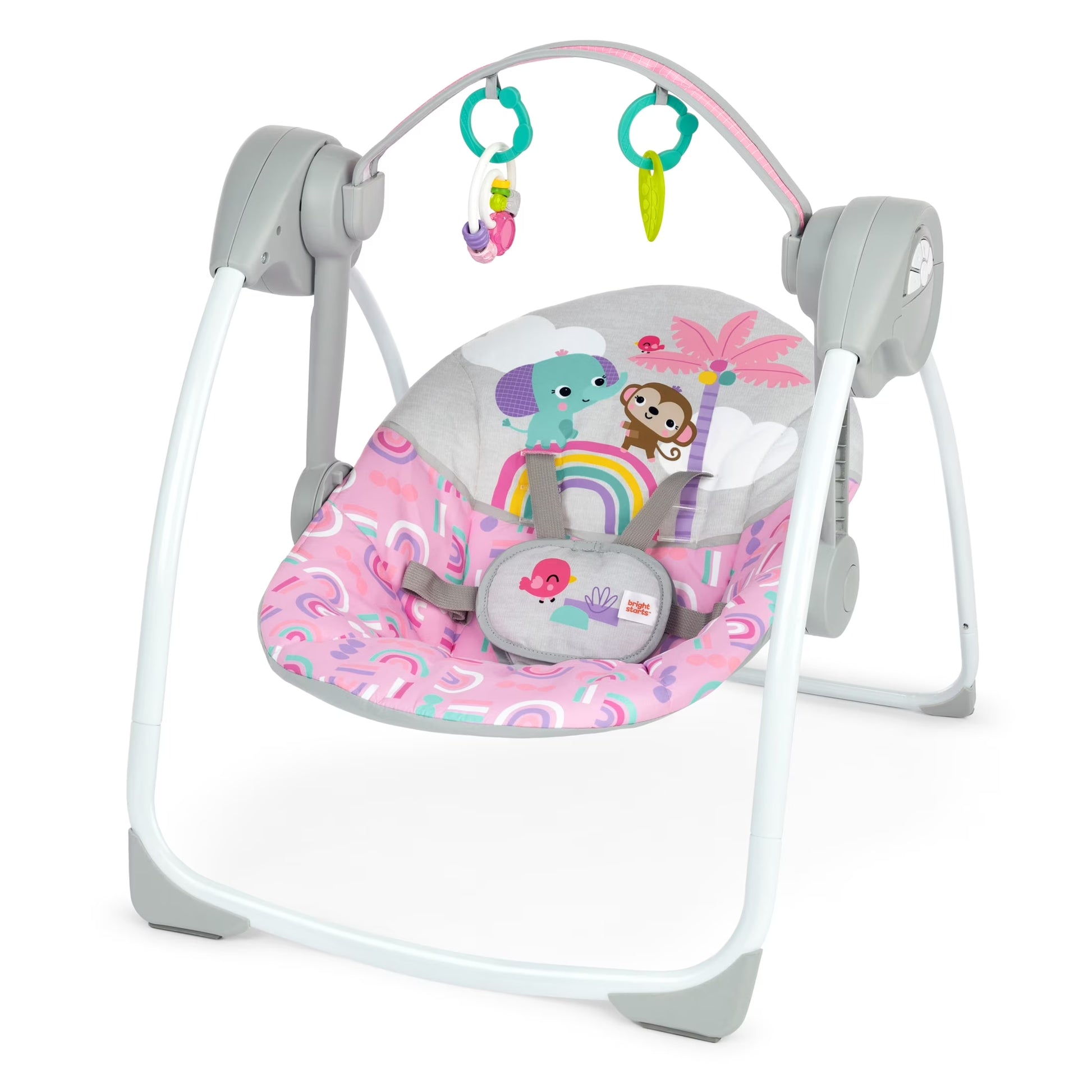 Pink Paradise Portable Compact Baby Swing with Toys, Unisex, Newborn +