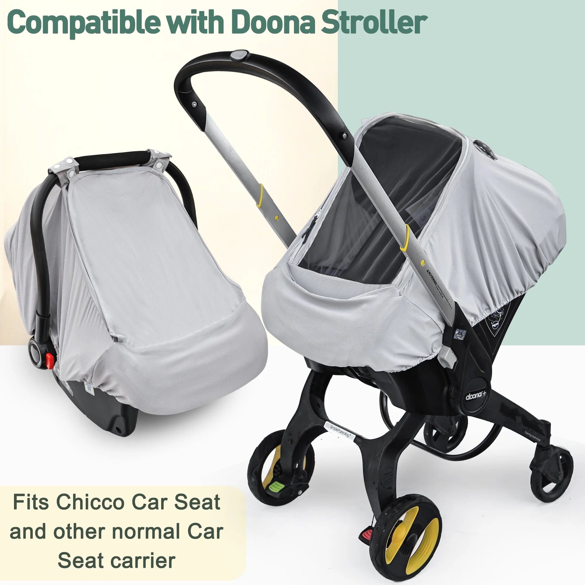 Baby Car Seat Cover,Sunproof Car Seat Canopy for Babies,Summer Car Seat Cover for Boys & Girls,Baby Car Seat Sun Shade Cover,Infant Carseat Covers with Breathable Window(Gray)