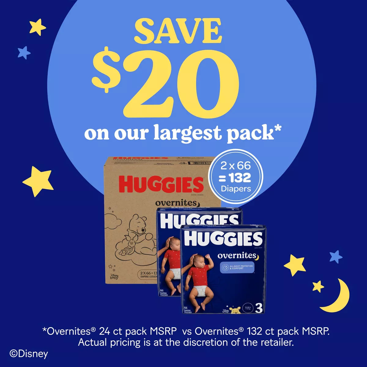 Huggies Overnites Nighttime Baby Diapers – (Select Size and Count)