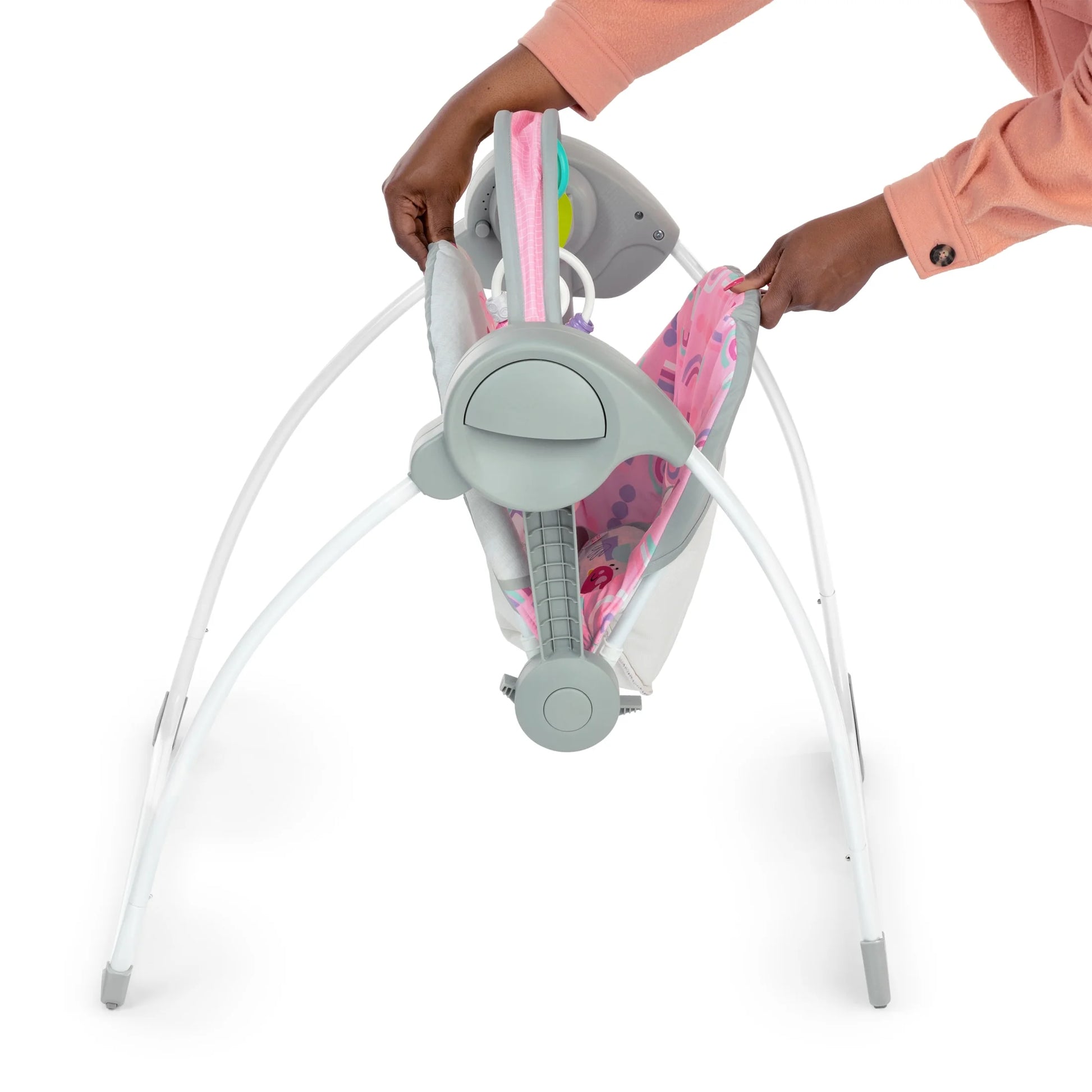 Pink Paradise Portable Compact Baby Swing with Toys, Unisex, Newborn +