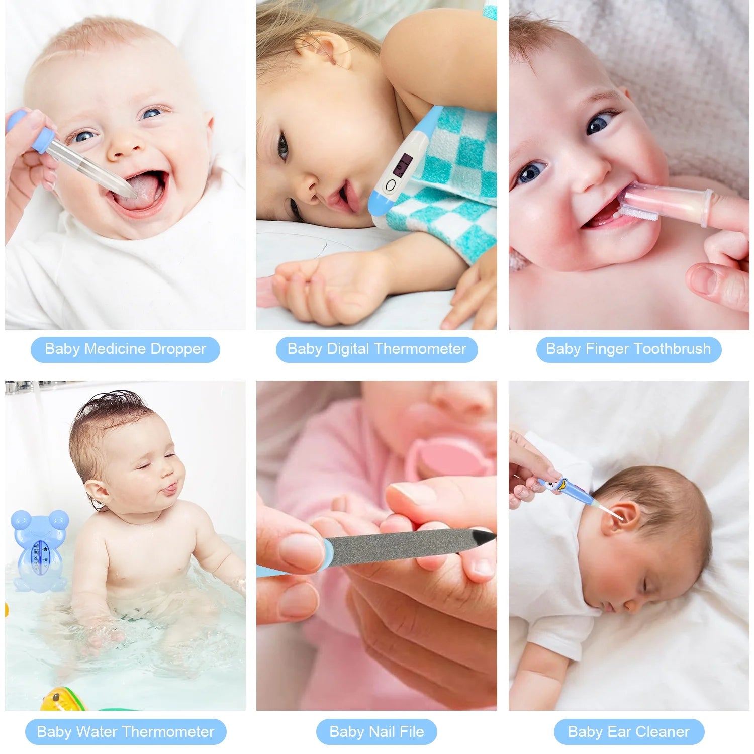 Baby Grooming Kit, 13 in 1 Infant Safety Care Set with Hair Brush Comb Nail Clipper Nasal Aspirator,Baby Essentials Kit for Newborn Girls Boys-Blue Baby Grooming Kit