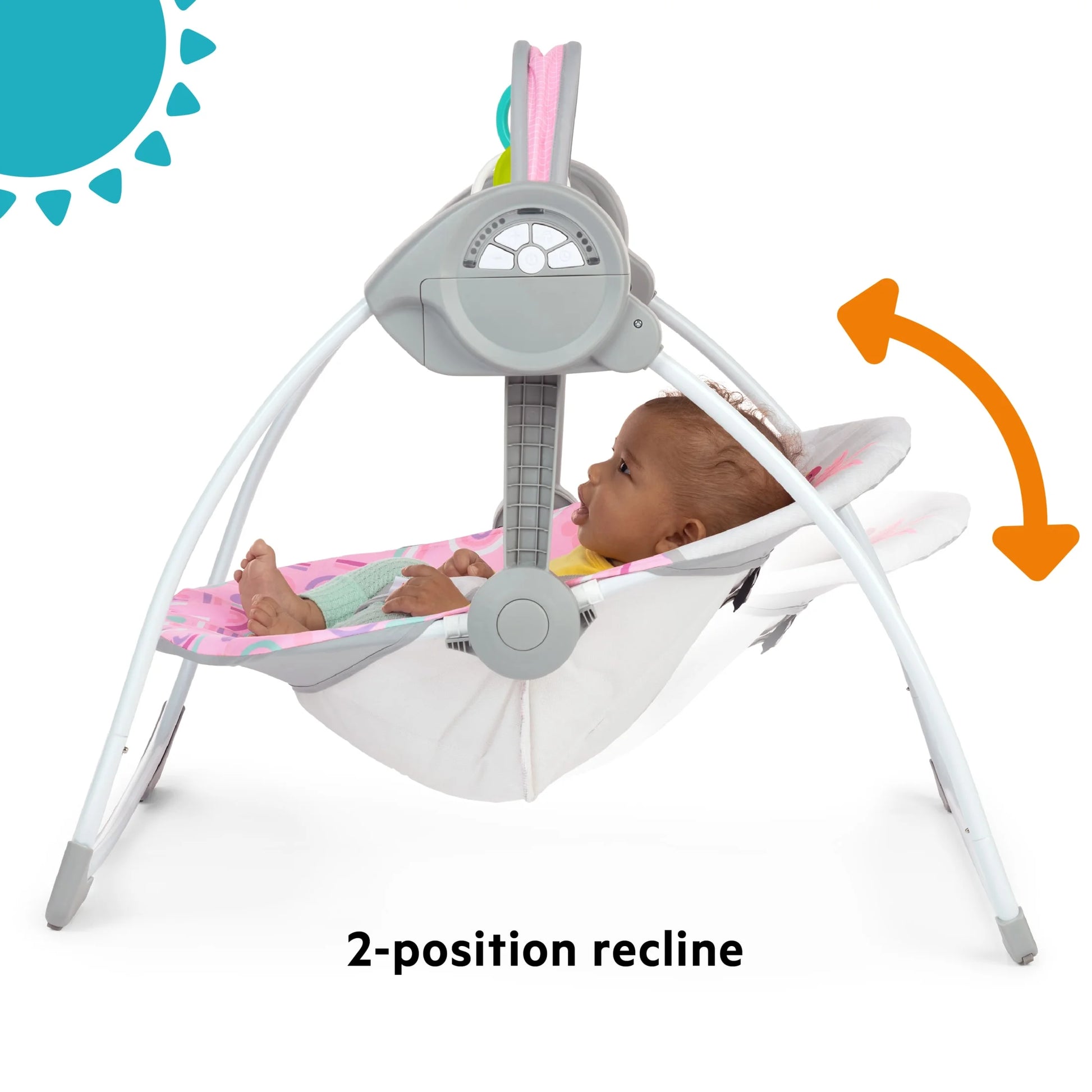 Pink Paradise Portable Compact Baby Swing with Toys, Unisex, Newborn +