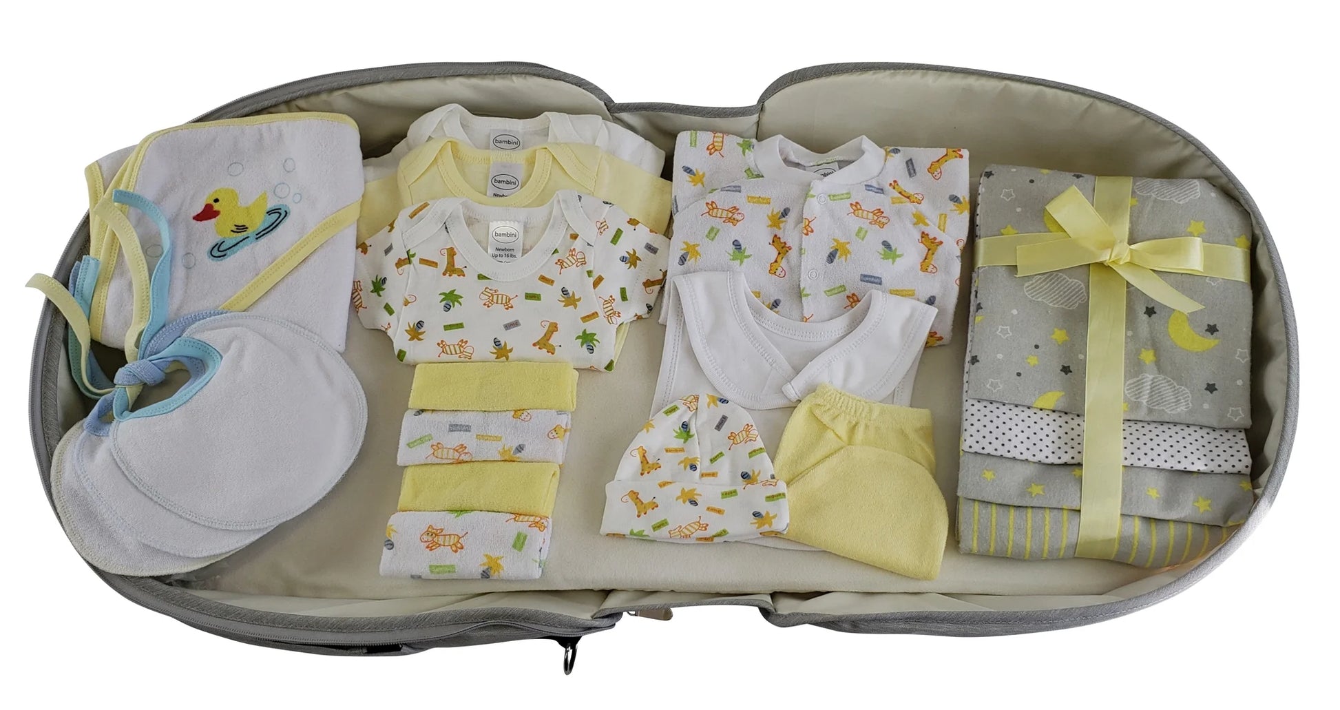 20 Pc Unisex Baby Clothing Starter Set with All-In-One Portable Bassinet Foldable Baby Bed, Travel Crib Infant and Diaper Bag Changing Station