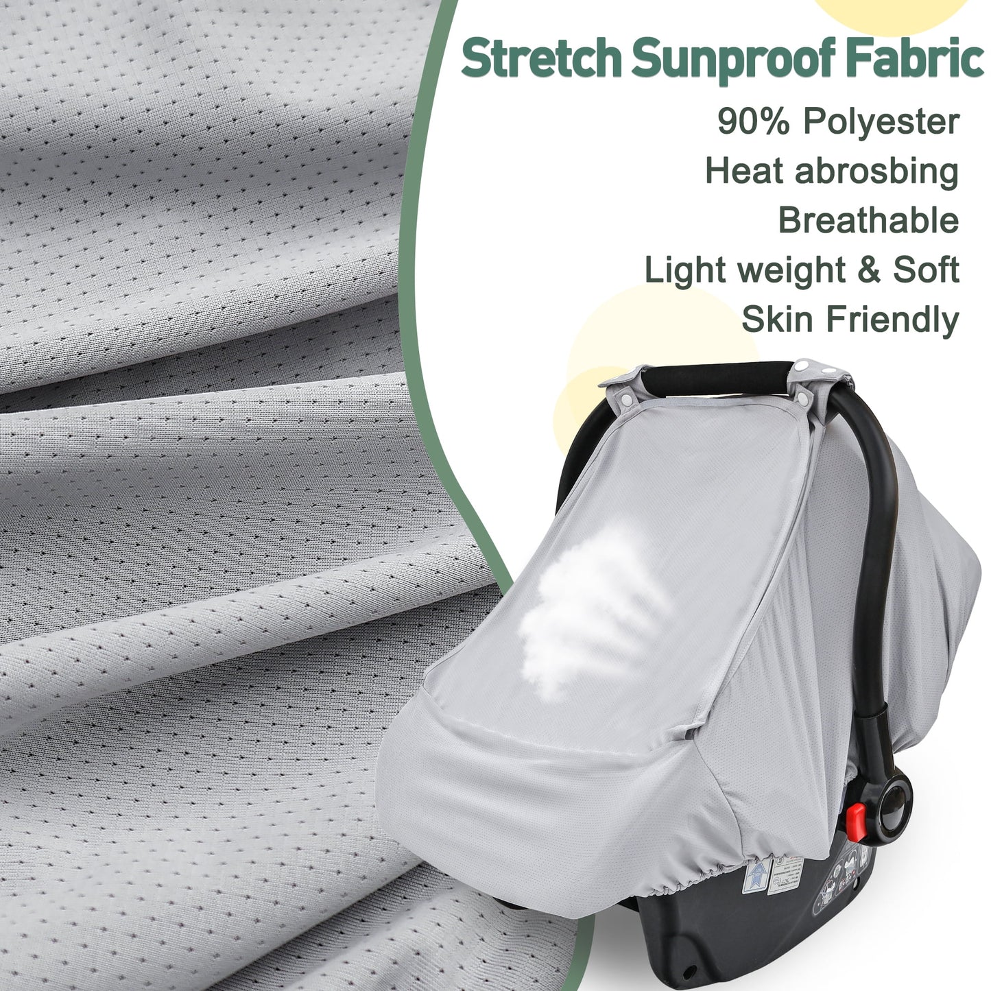 Baby Car Seat Cover,Sunproof Car Seat Canopy for Babies,Summer Car Seat Cover for Boys & Girls,Baby Car Seat Sun Shade Cover,Infant Carseat Covers with Breathable Window(Gray)