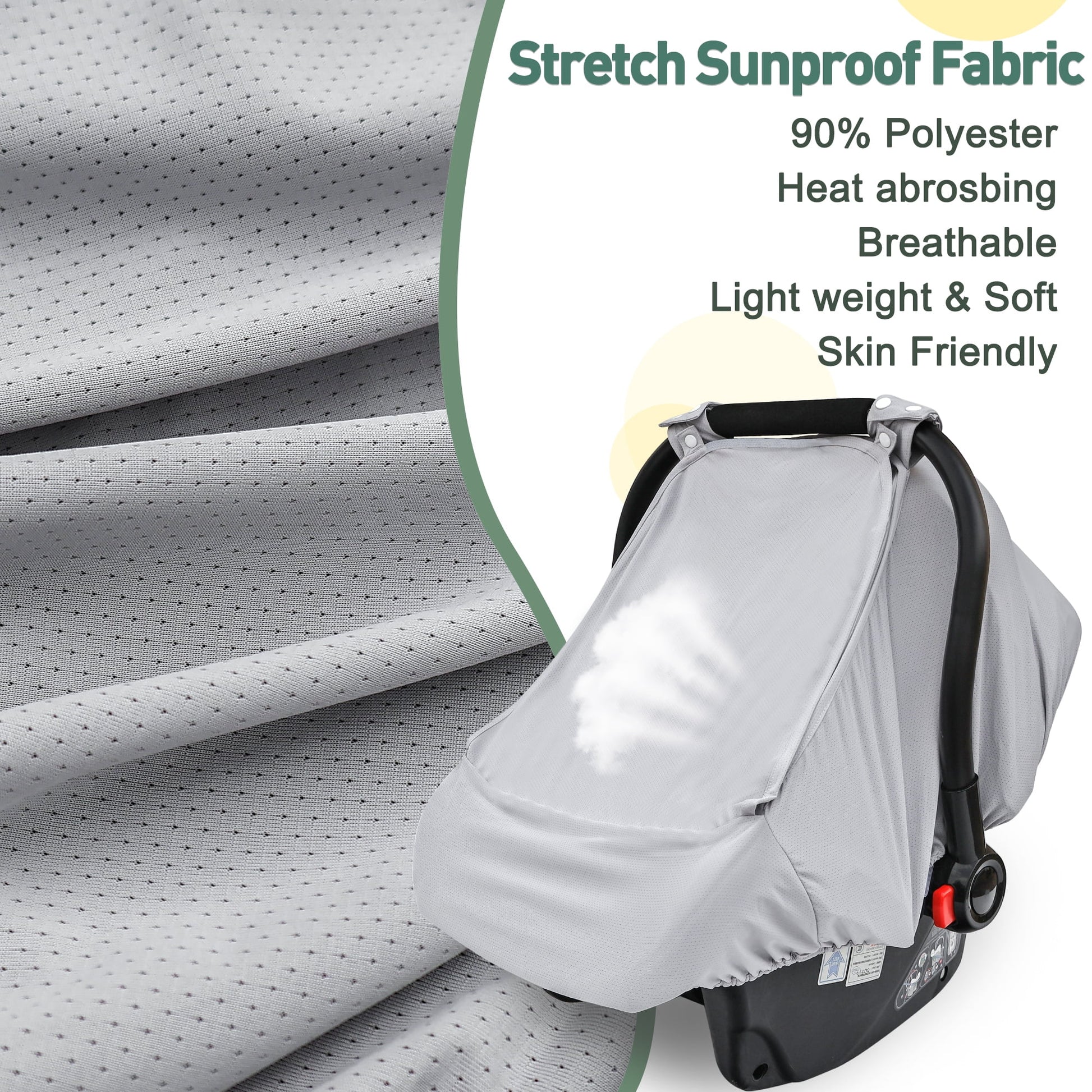 Baby Car Seat Cover,Sunproof Car Seat Canopy for Babies,Summer Car Seat Cover for Boys & Girls,Baby Car Seat Sun Shade Cover,Infant Carseat Covers with Breathable Window(Gray)