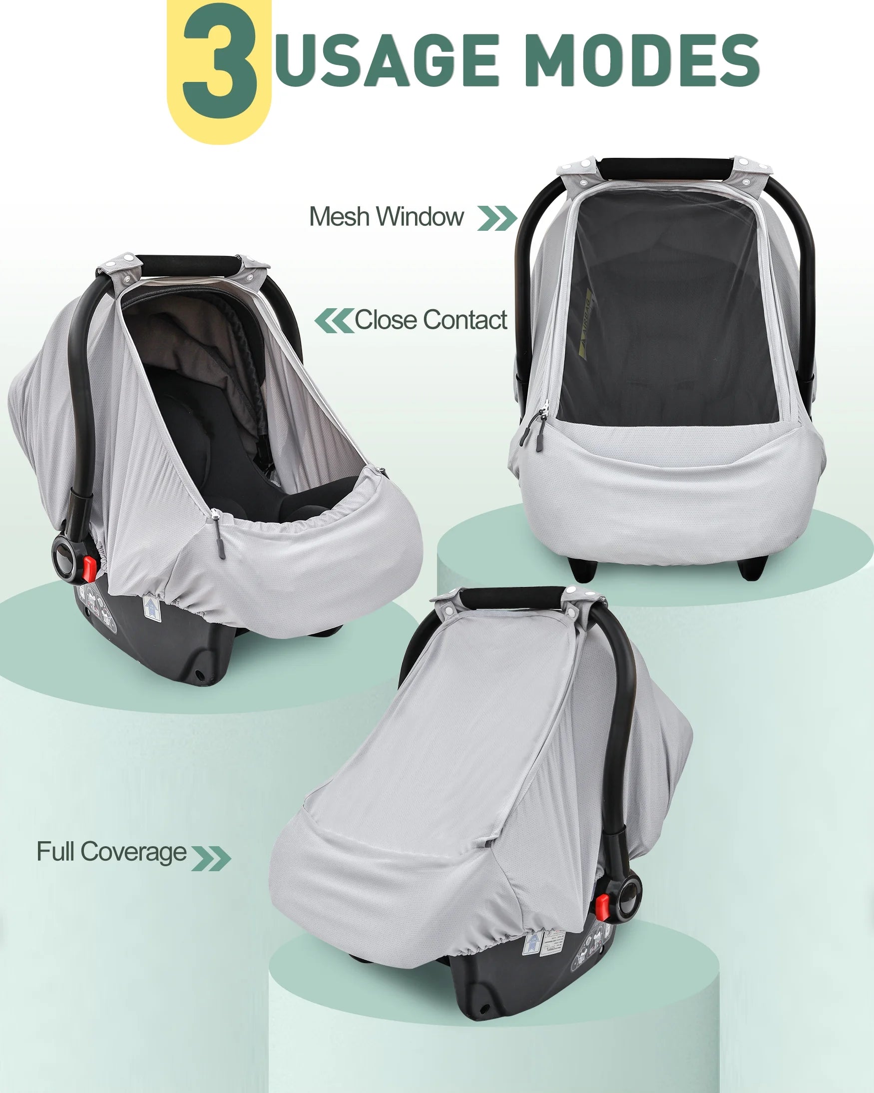 Baby Car Seat Cover,Sunproof Car Seat Canopy for Babies,Summer Car Seat Cover for Boys & Girls,Baby Car Seat Sun Shade Cover,Infant Carseat Covers with Breathable Window(Gray)