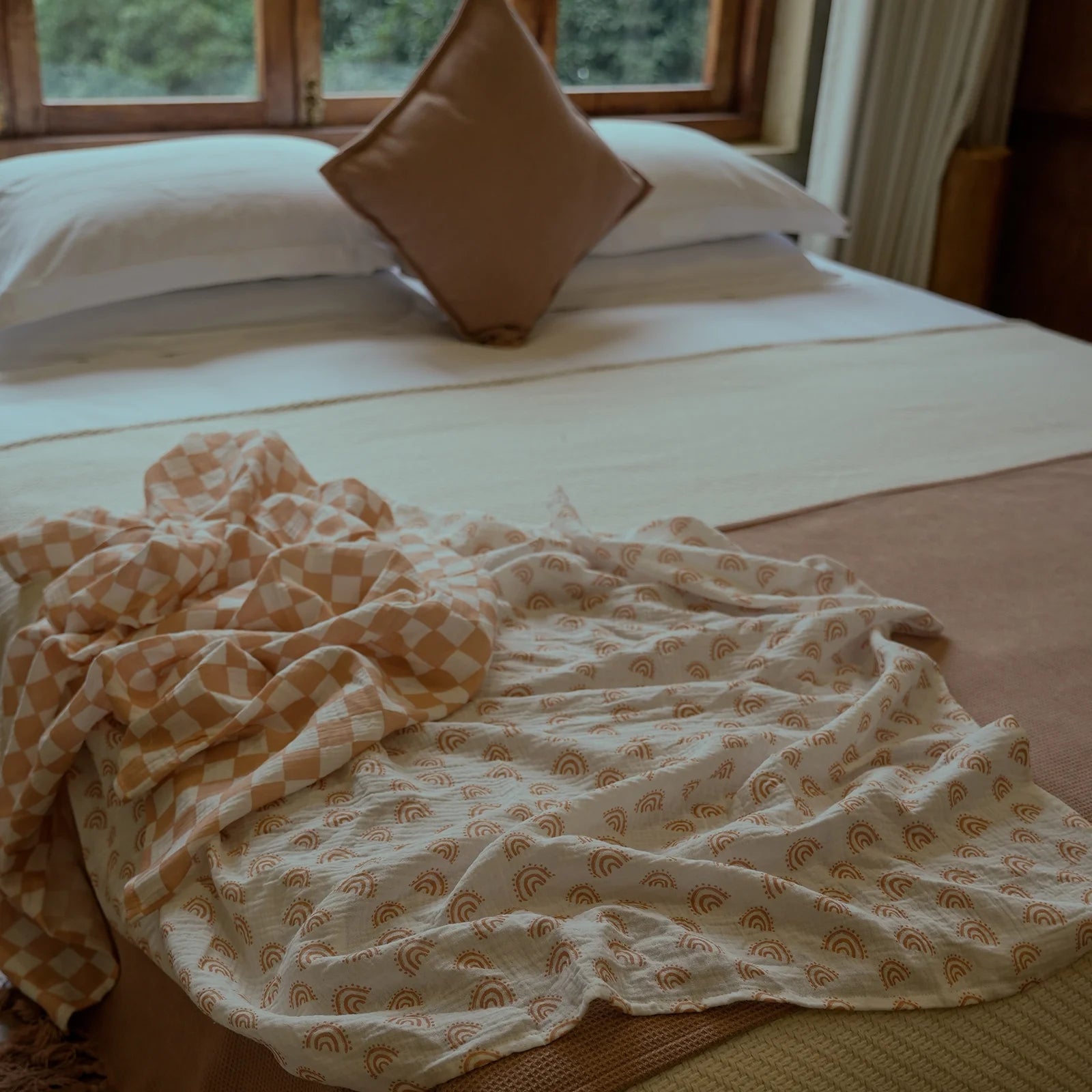 3-Pack Muslin Organic Cotton Swaddle Blankets for Newborn Infant Boys Girls 38"X40", Glorious Rainbow