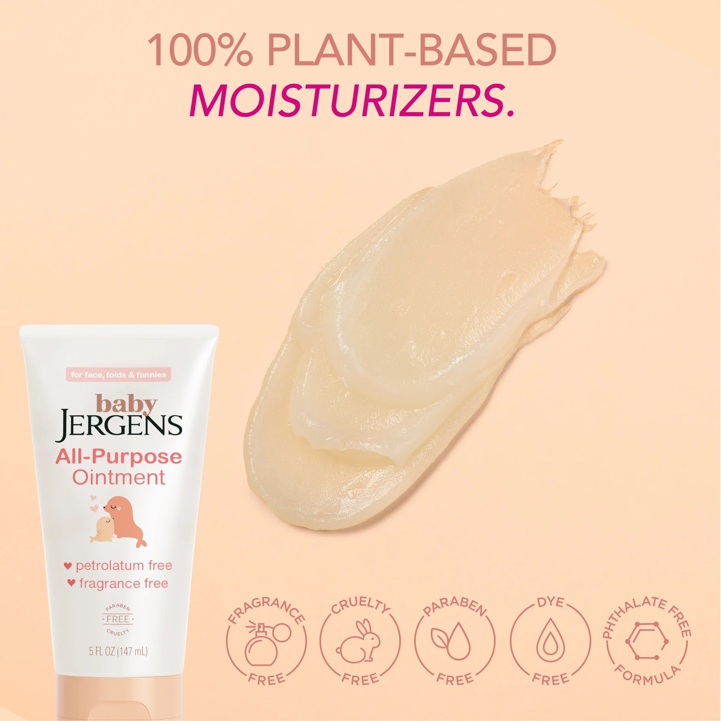 Baby  All-Purpose Ointment, Plant-Based Moisturizers, Petrolatum Free & Pediatrician-Tested, 5 Oz