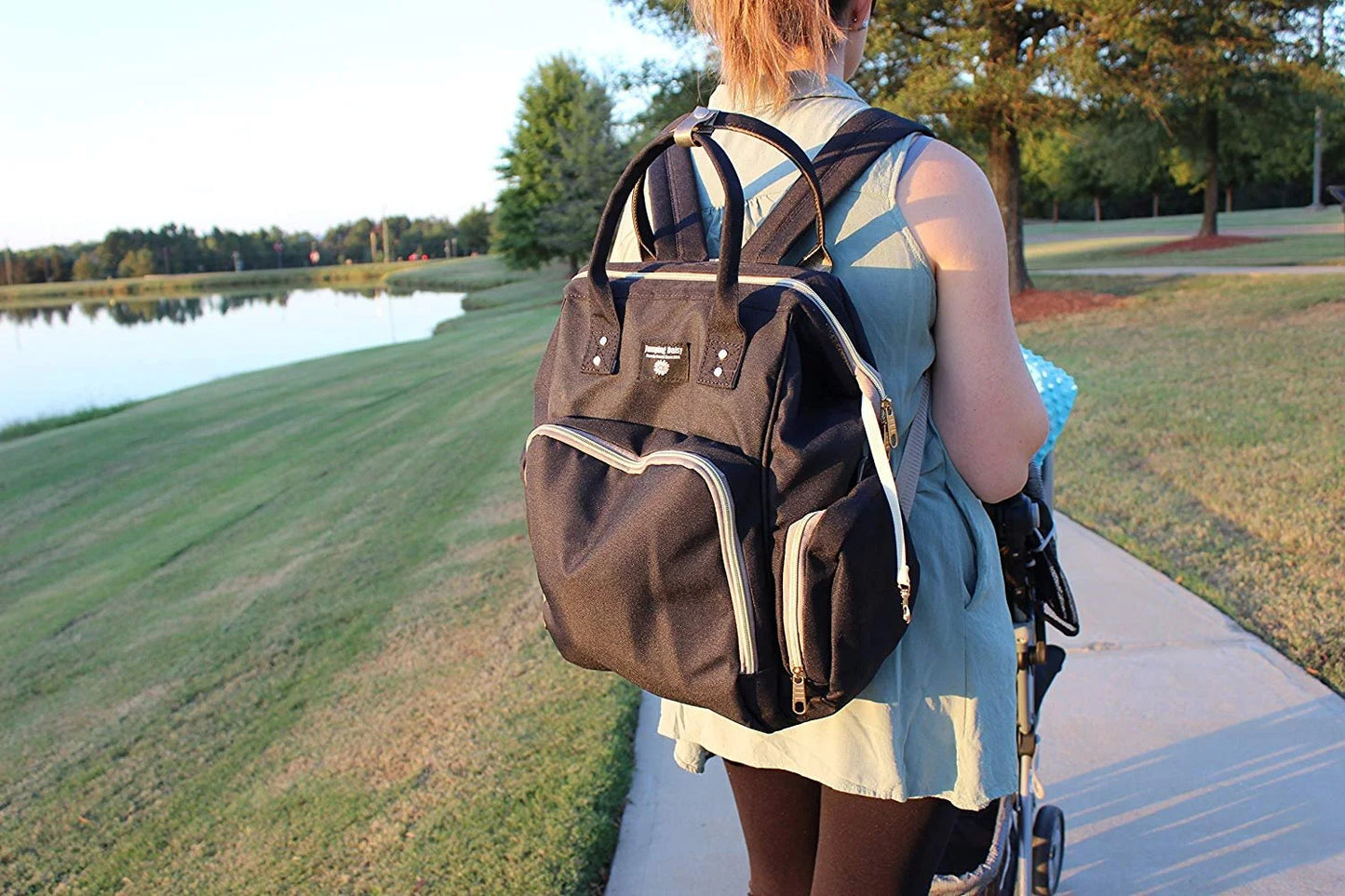Large Backpack Baby Changing Diaper Bag (Black)