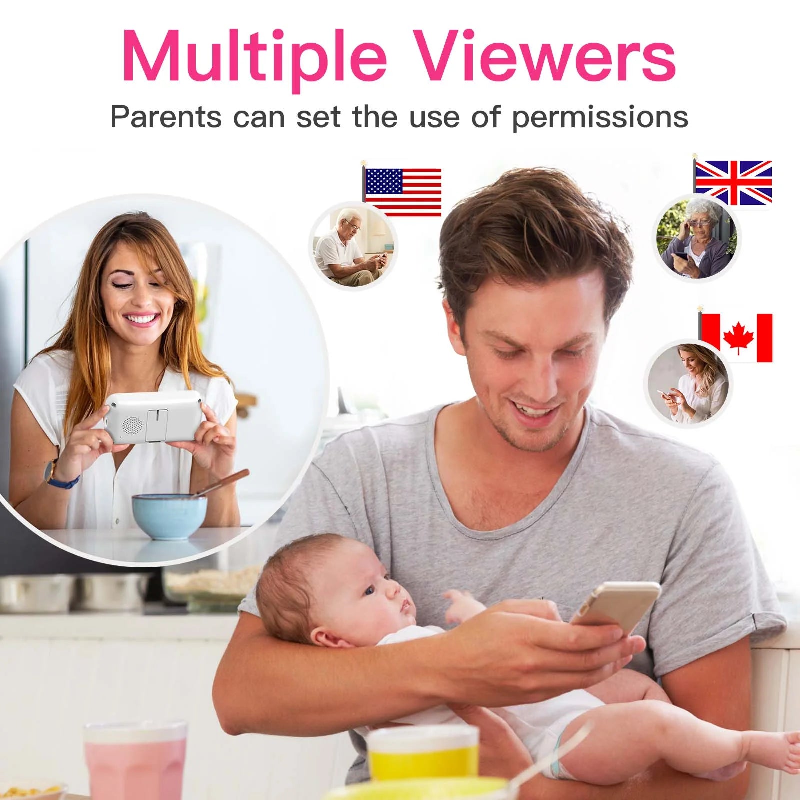 Smart Video Baby Monitor, 2.8" Display & 1080P Camera, Wifi/No Wifi Modes, Cry Detection, 2-Way Talk, VOX, 2500Mah Battery, Family Sharing