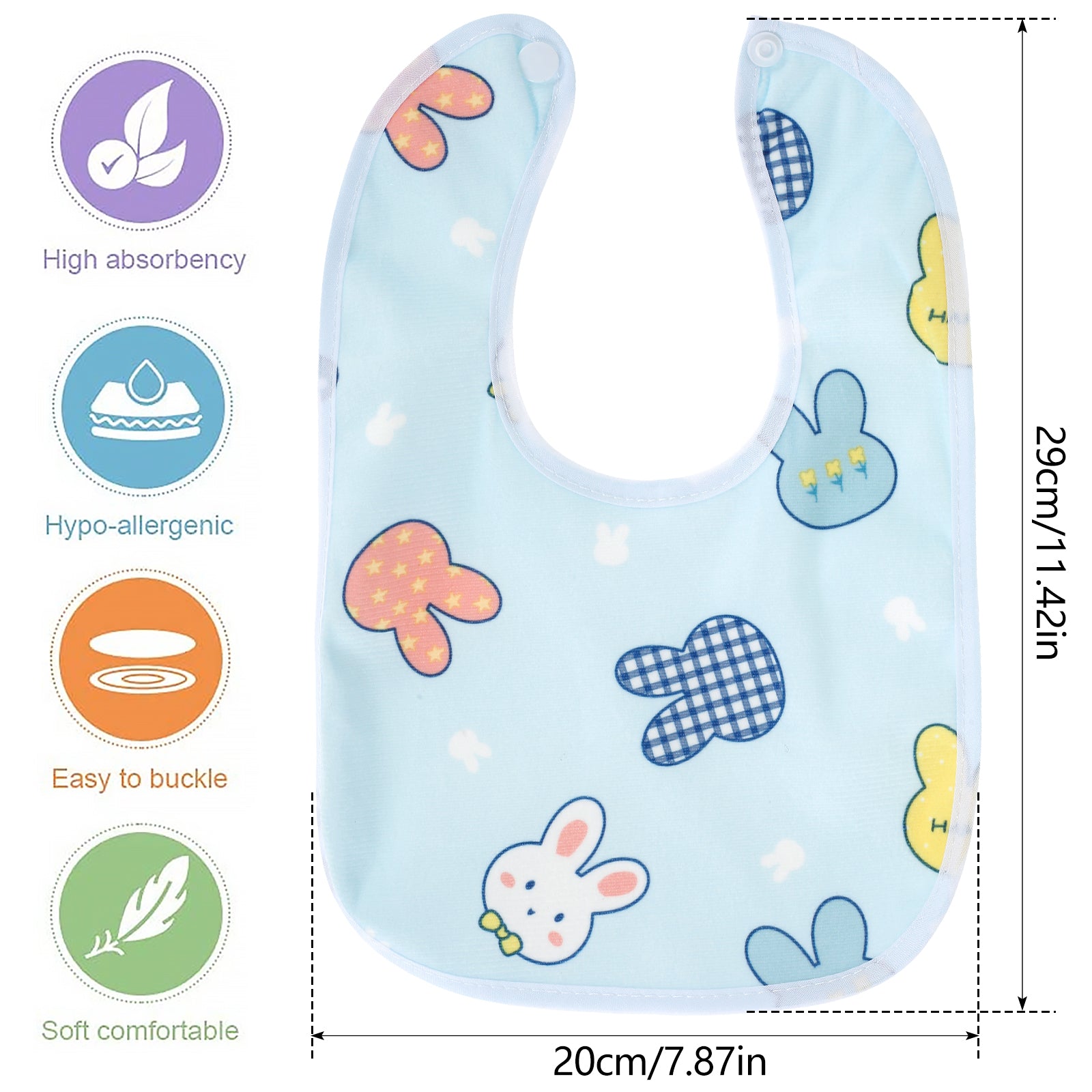 10Pcs Baby Bibs Waterproof Breathable Snap Bibs for Eating Drooling and Teething,Unisex