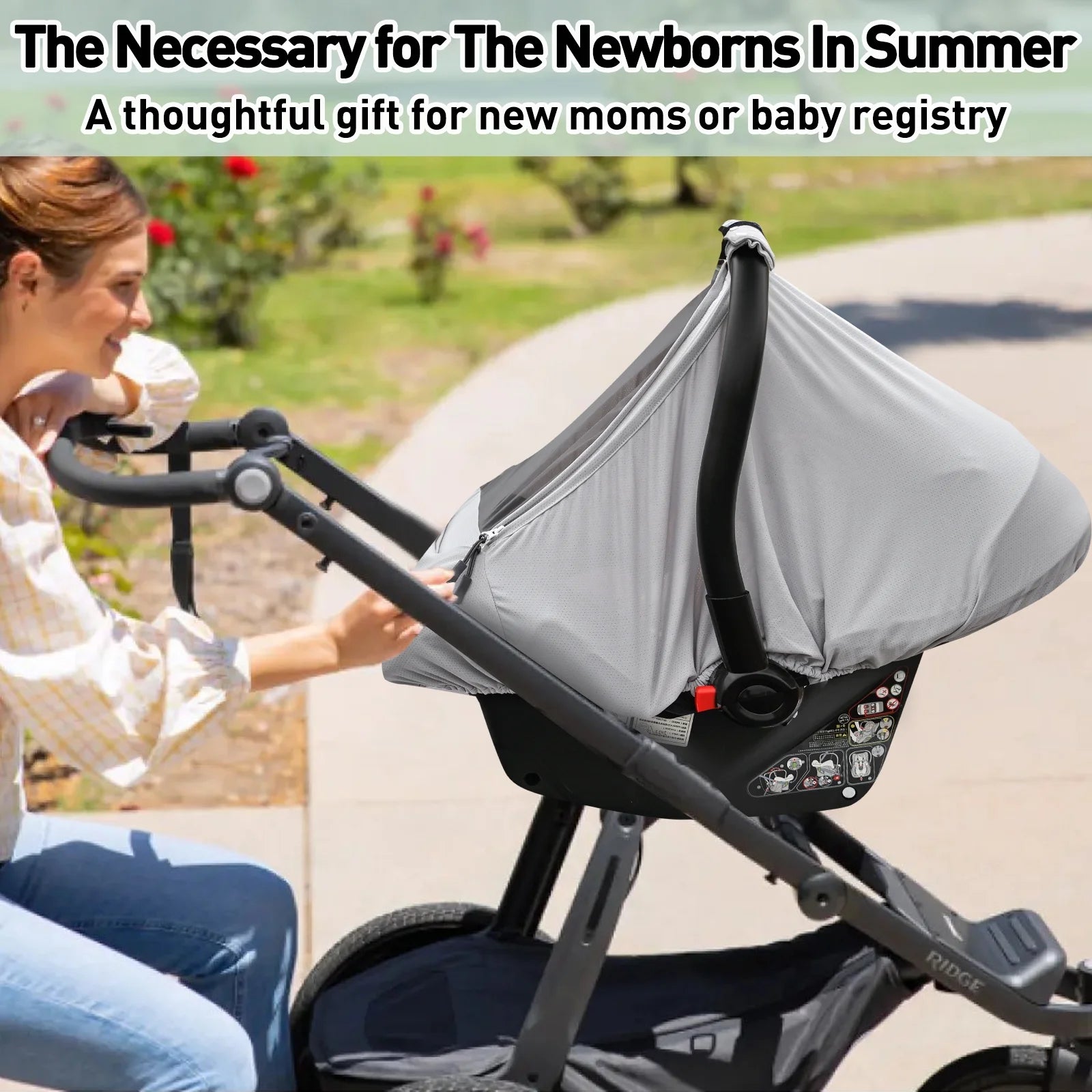 Baby Car Seat Cover,Sunproof Car Seat Canopy for Babies,Summer Car Seat Cover for Boys & Girls,Baby Car Seat Sun Shade Cover,Infant Carseat Covers with Breathable Window(Gray)